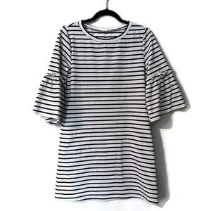 Ellison Black & White Striped Bell Sleeve Dress, Size Small